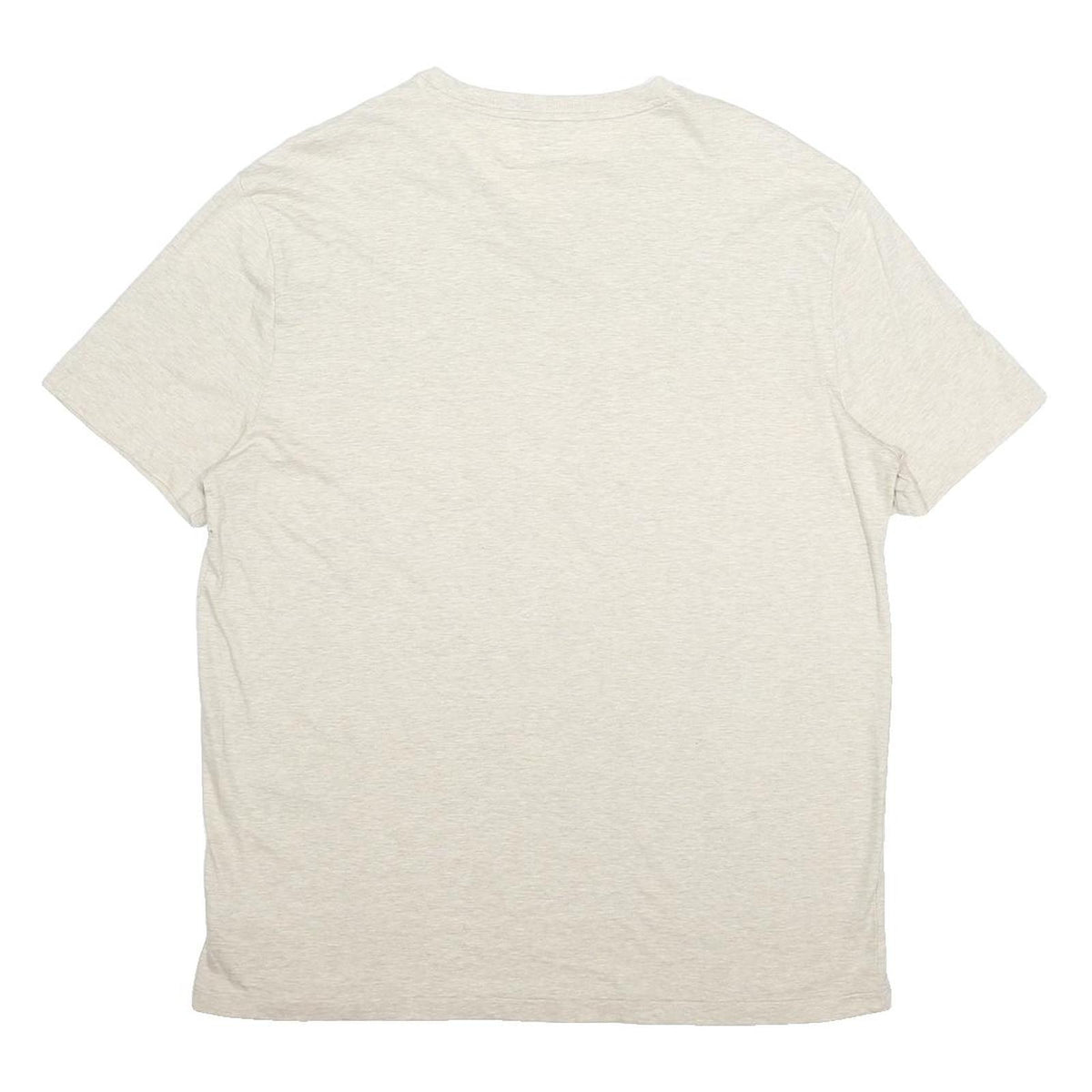 POLO RALPH LAUREN Mens Cream V-Neck Cotton T-Shirt L Classic Short Sleeve Casual