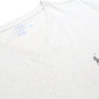 POLO RALPH LAUREN Mens Cream V-Neck Cotton T-Shirt L Classic Short Sleeve Casual