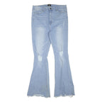 SIMPLE SOCIETY Womens Jeans Blue Regular Flared Denim Light W34 L32 Distressed