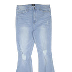 SIMPLE SOCIETY Womens Jeans Blue Regular Flared Denim Light W34 L32 Distressed