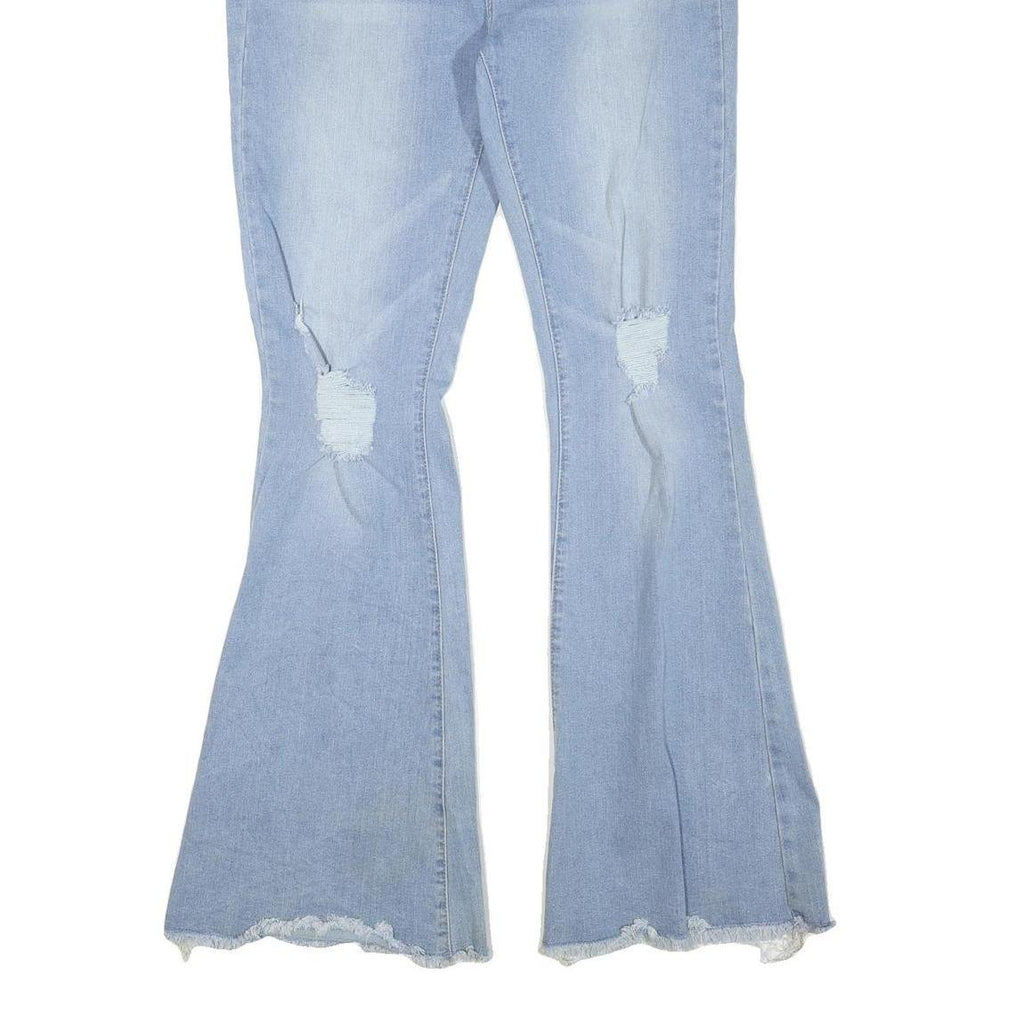 SIMPLE SOCIETY Womens Jeans Blue Regular Flared Denim Light W34 L32 Distressed