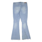 SIMPLE SOCIETY Womens Jeans Blue Regular Flared Denim Light W34 L32 Distressed