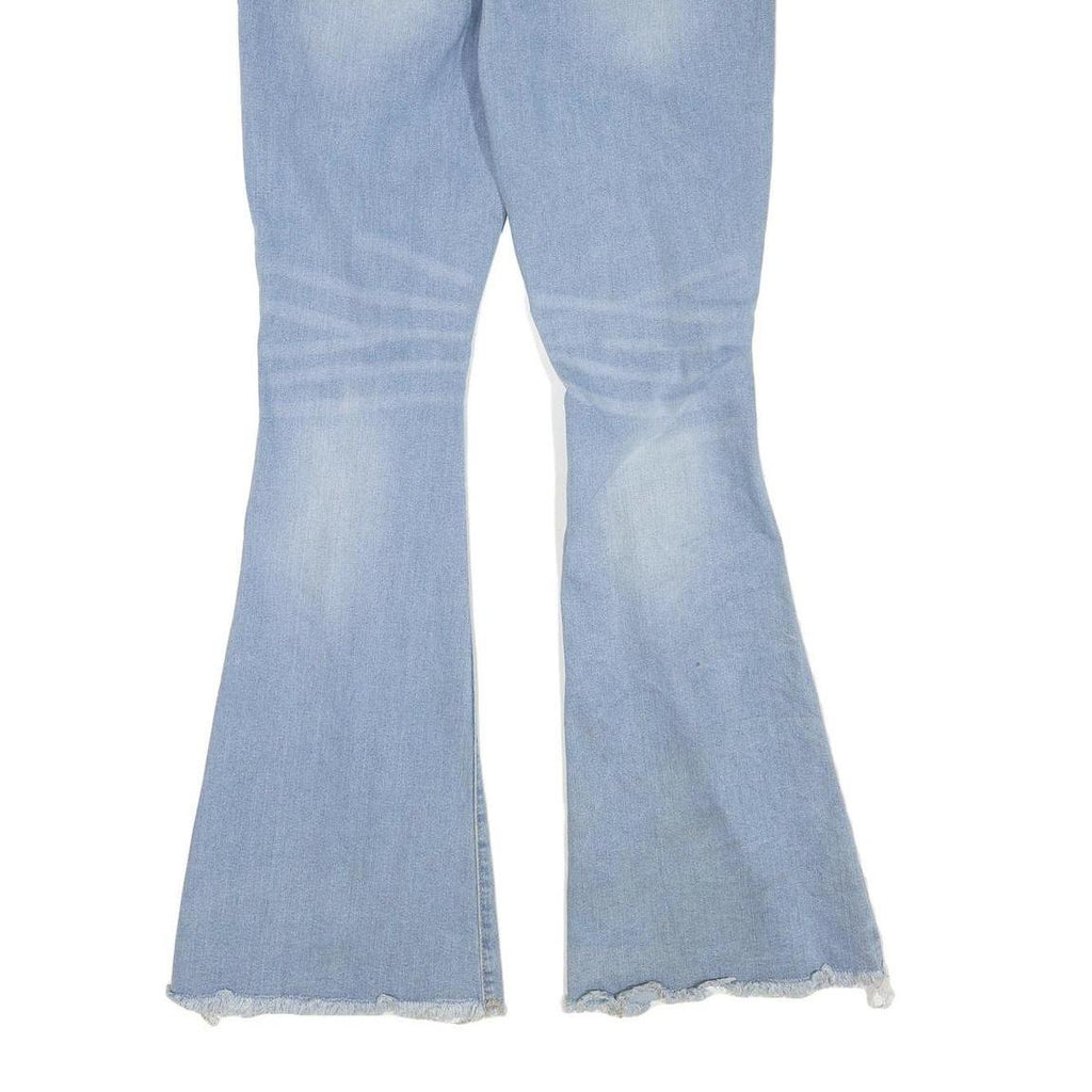 SIMPLE SOCIETY Womens Jeans Blue Regular Flared Denim Light W34 L32 Distressed