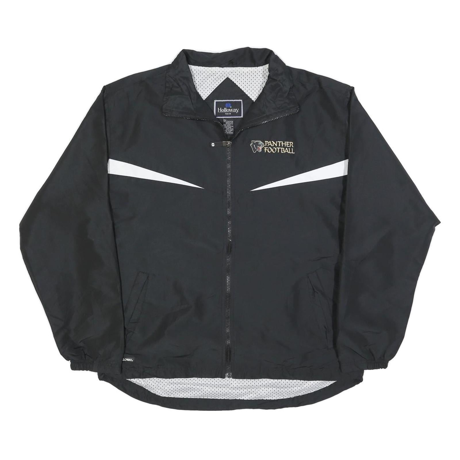HOLLOWAY Mens Black & White Panther Football Track Jacket M Polyester Zip