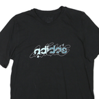 ADIDAS Mens Black Graphic T-Shirt S Short Sleeve Crew Neck Cotton Blend