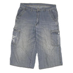 NABUCCO Mens Cotton Blend Blue Cargo Shorts XL W32 Casual Pocket Detailing