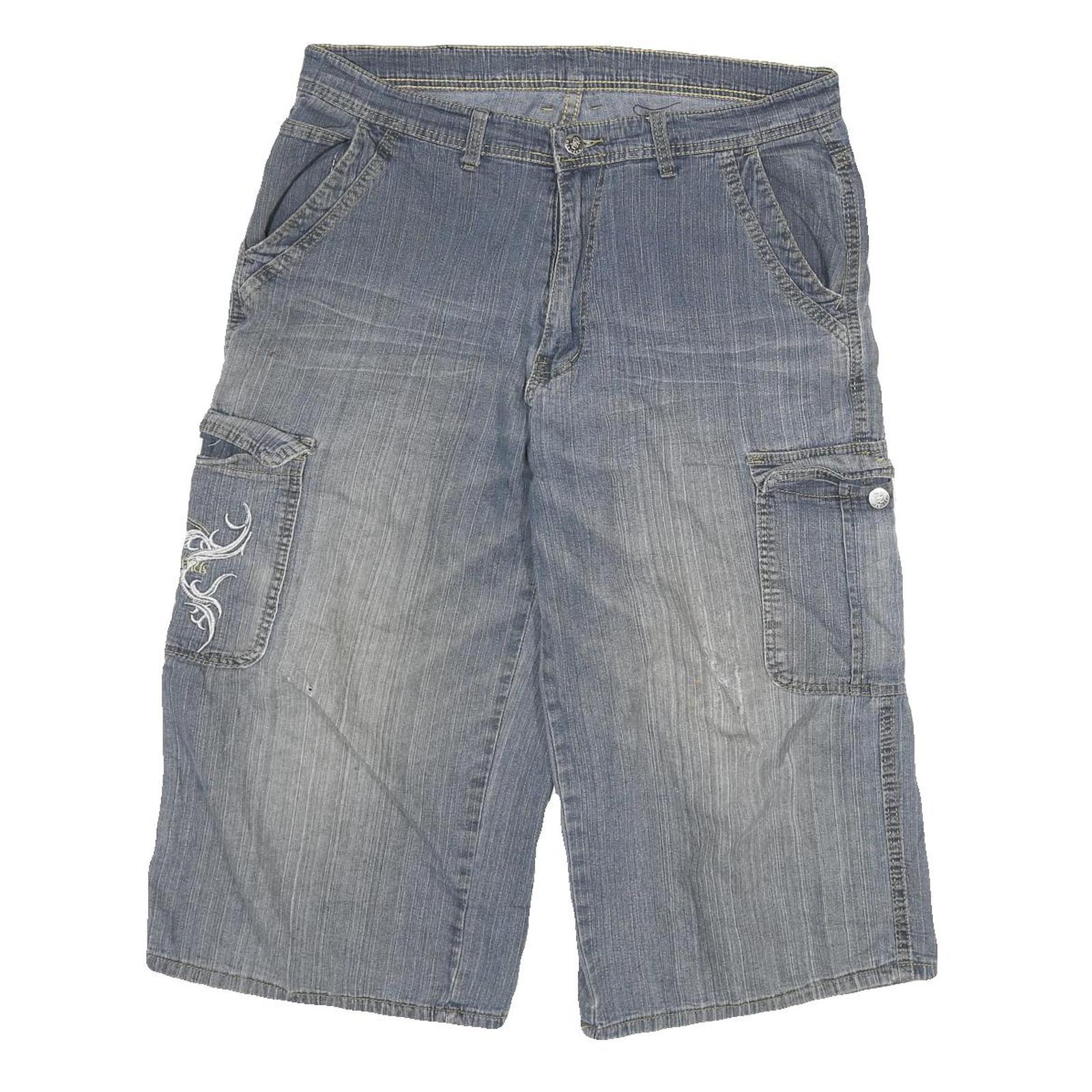 NABUCCO Mens Cotton Blend Blue Cargo Shorts XL W32 Casual Pocket Detailing