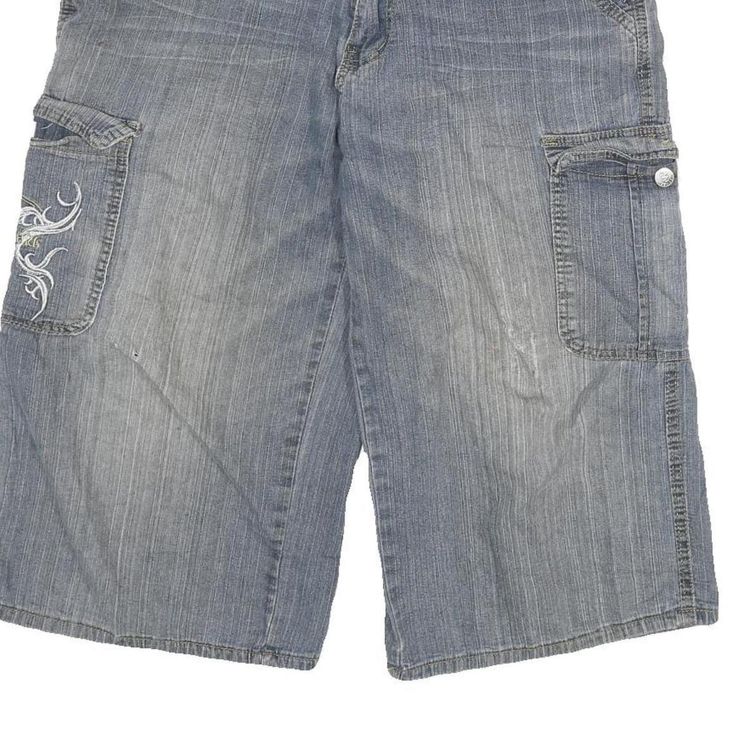 NABUCCO Mens Cotton Blend Blue Cargo Shorts XL W32 Casual Pocket Detailing