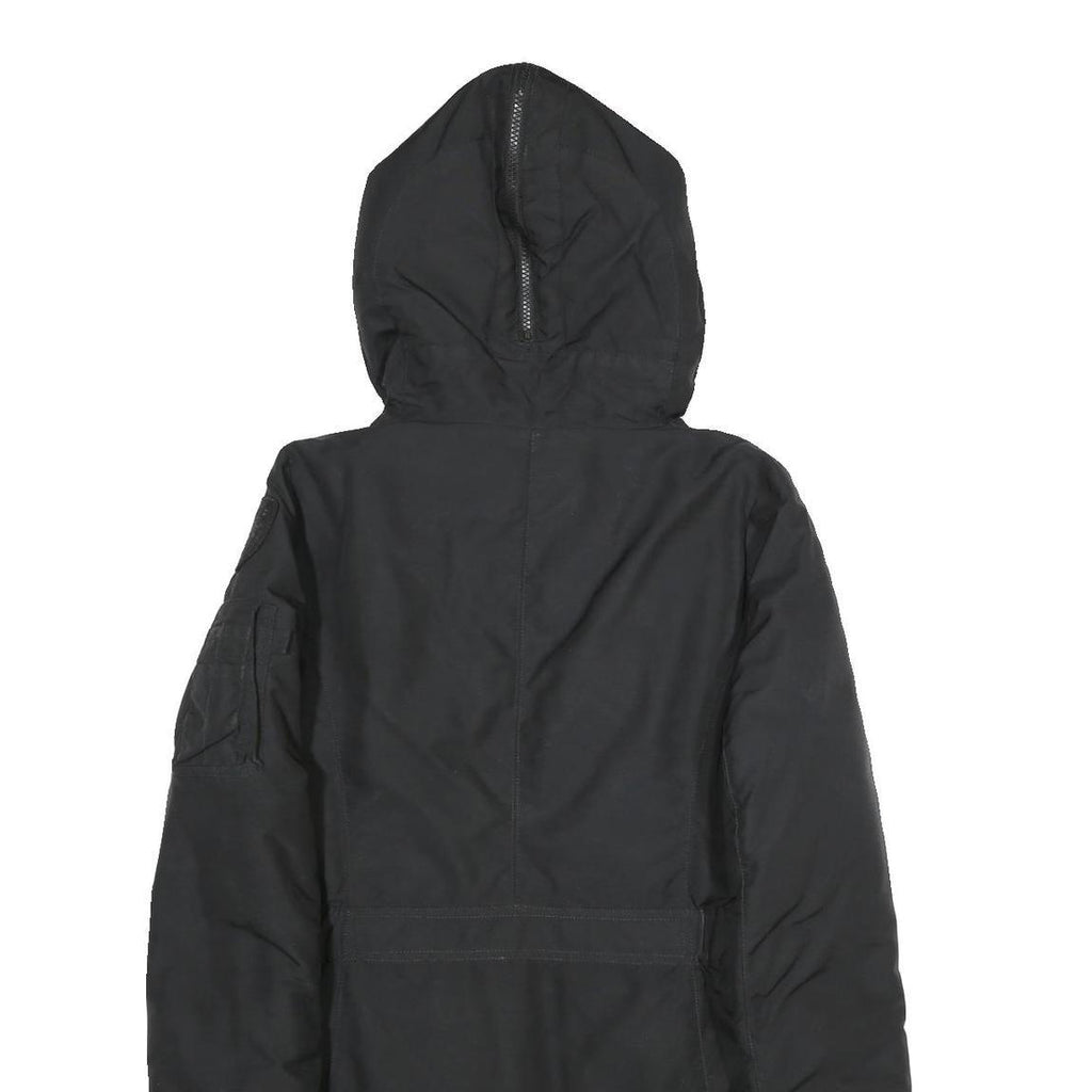 BLAUER USA Womens Black Nylon Hooded Long Zip Jacket M