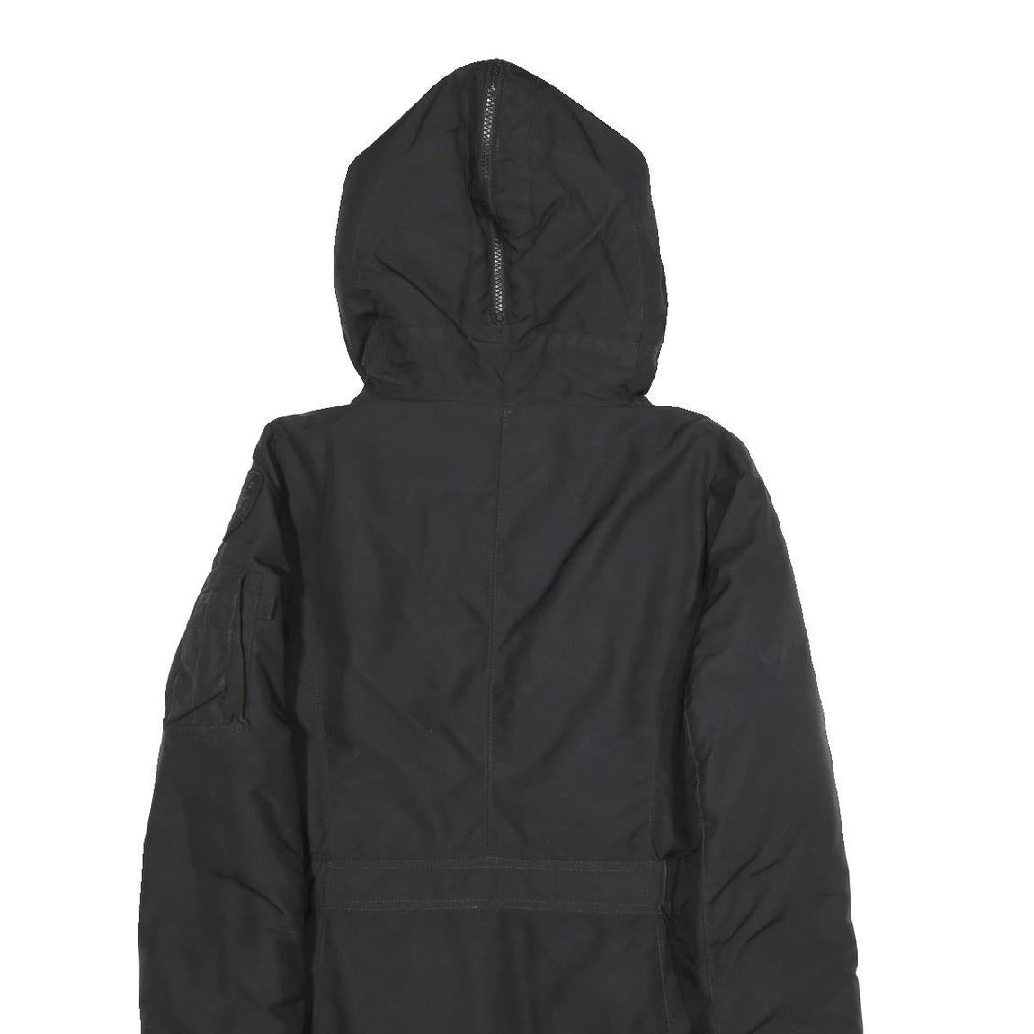 BLAUER USA Womens Black Nylon Hooded Long Zip Jacket M