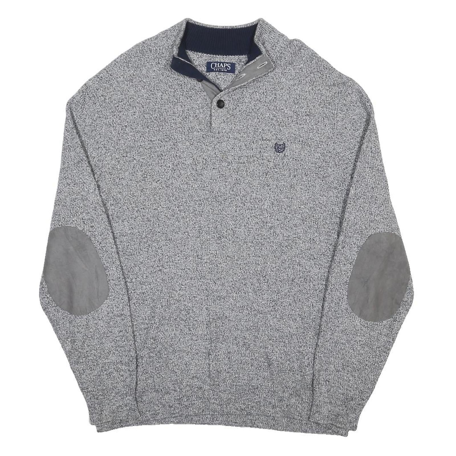 CHAPS Mens Grey Pullover Plain Crew Neck Basic Knit XL Cotton Blend Casual