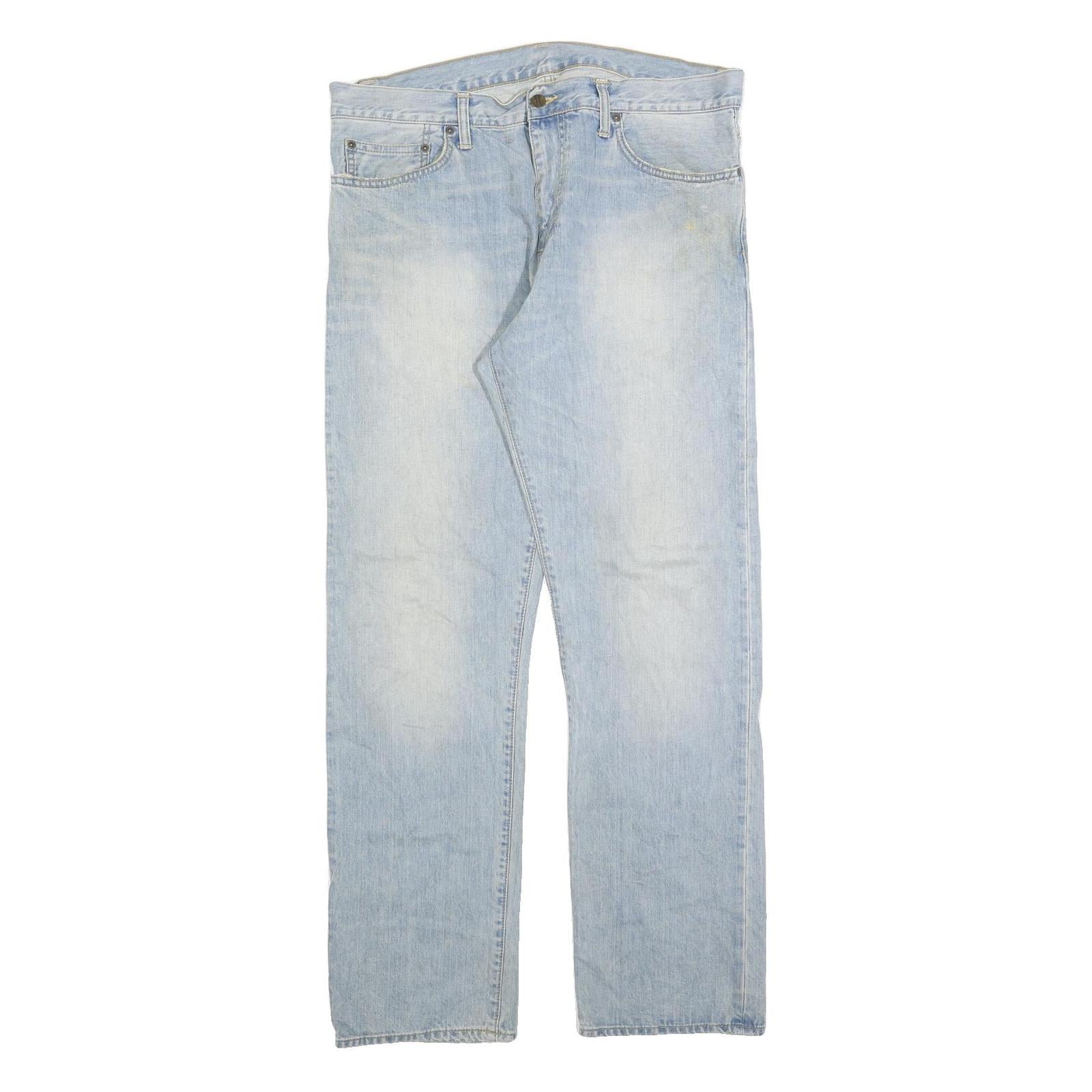 CARHARTT Mens Jeans Blue Regular Straight Denim Light W37 L32 Casual Workwear