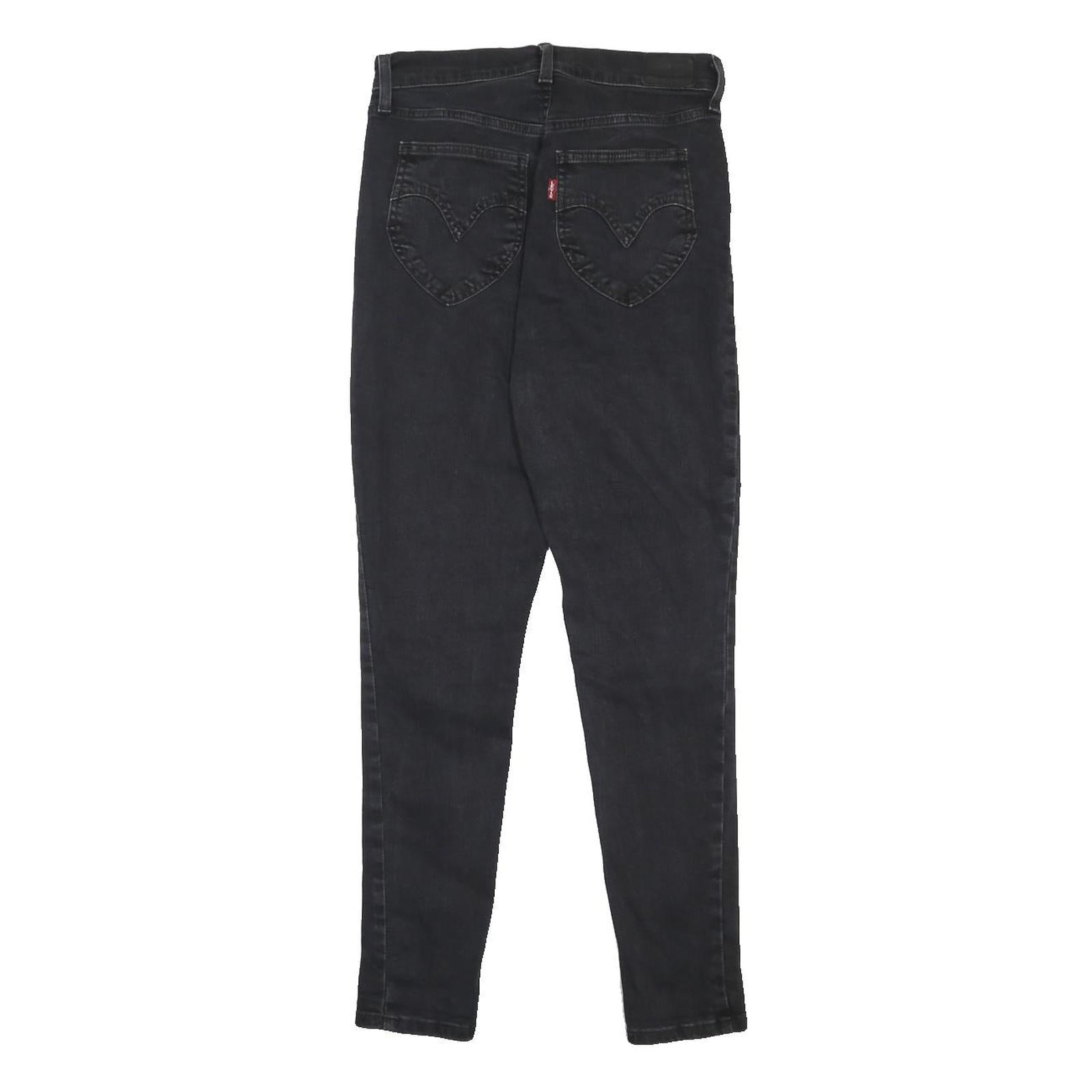 LEVI'S Big E Womens Jeans Black Slim Skinny Denim W27 L28 Iconic Stitch