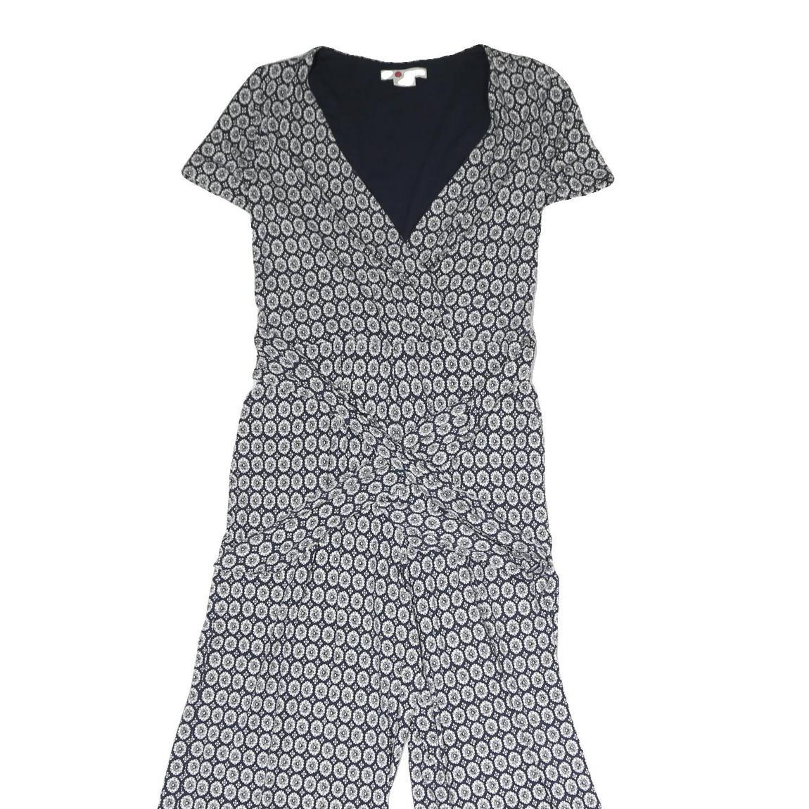 BODEN Womens Blue & White Floral Playsuit Wide-Leg Cotton UK 10 Short Sleeve