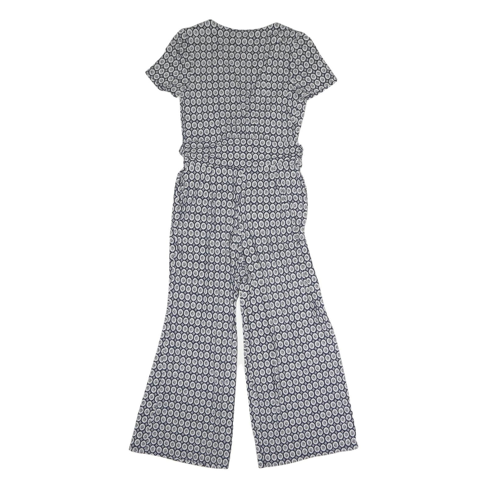 BODEN Womens Blue & White Floral Playsuit Wide-Leg Cotton UK 10 Short Sleeve