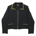 TALLY WEIJL Womens Black & Green Zip Jacket S Polyester Blend Classic Stylish