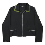 TALLY WEIJL Womens Black & Green Zip Jacket S Polyester Blend Classic Stylish