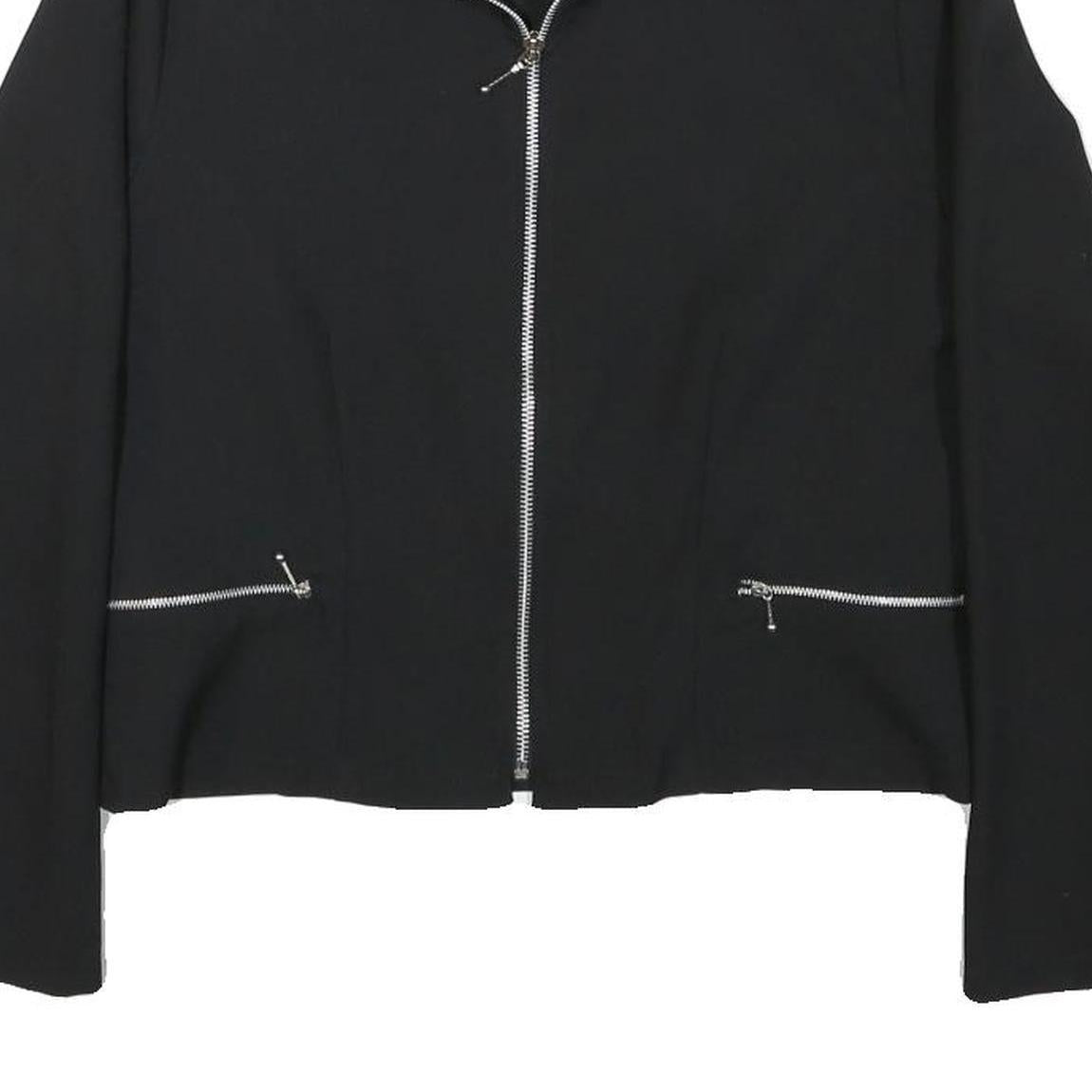 TALLY WEIJL Womens Black & Green Zip Jacket S Polyester Blend Classic Stylish