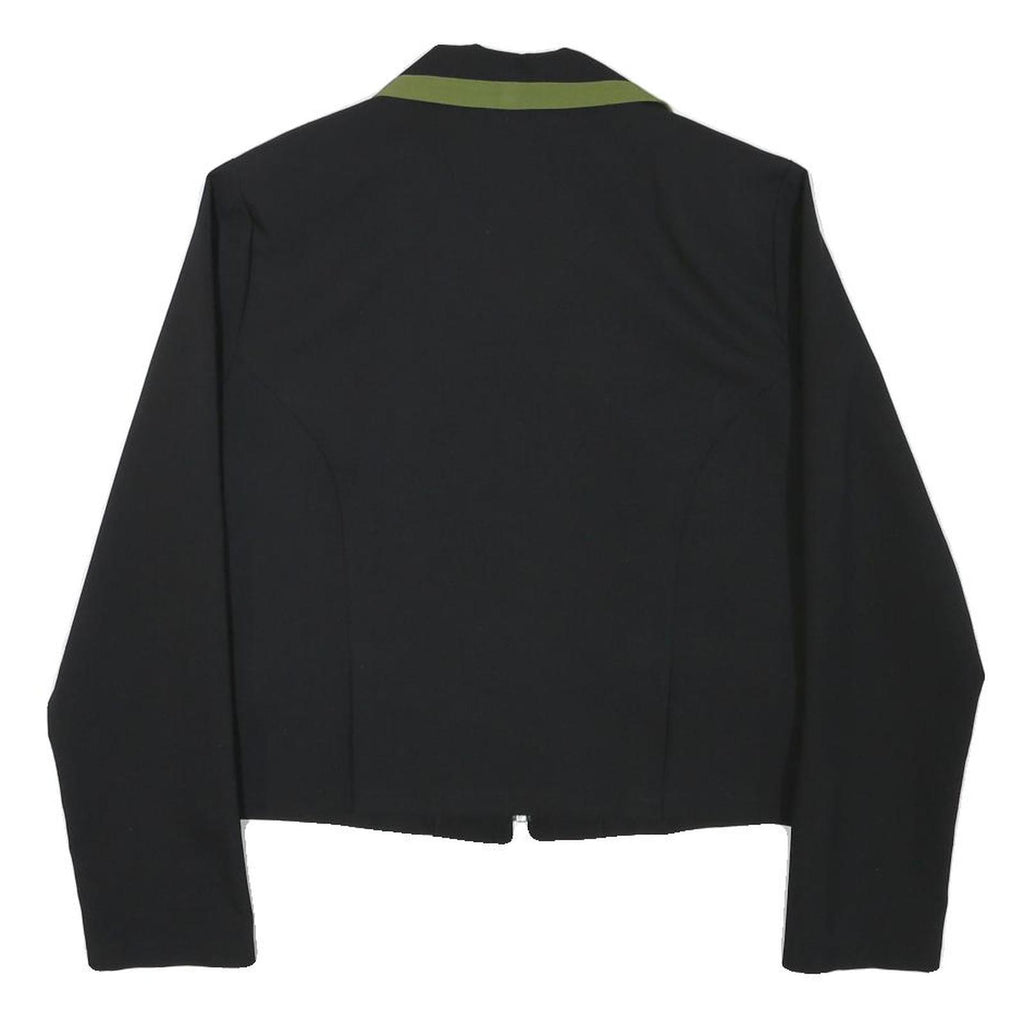 TALLY WEIJL Womens Black & Green Zip Jacket S Polyester Blend Classic Stylish