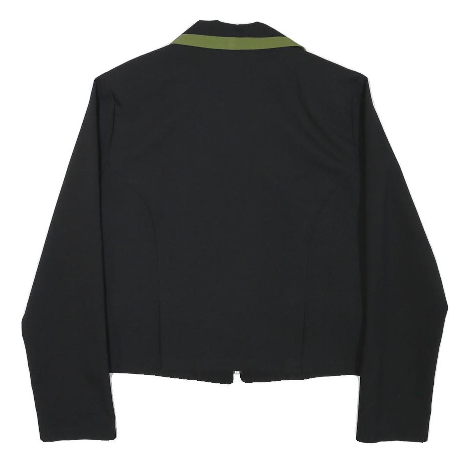 TALLY WEIJL Womens Black & Green Zip Jacket S Polyester Blend Classic Stylish