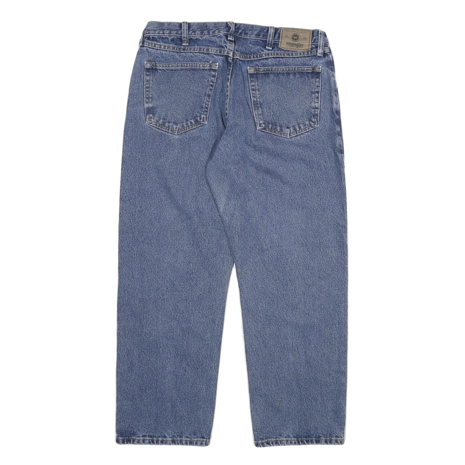 WRANGLER Mens Regular Blue Denim Jeans Cotton Blend W34 L29 Classic Zip Closure