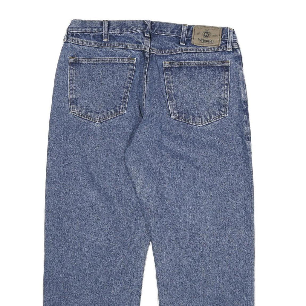 WRANGLER Mens Regular Blue Denim Jeans Cotton Blend W34 L29 Classic Zip Closure