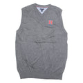 TOMMY HILFIGER Tall Mens Vest Grey V-Neck Tight Knit M