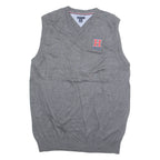 TOMMY HILFIGER Tall Mens Vest Grey V-Neck Tight Knit M