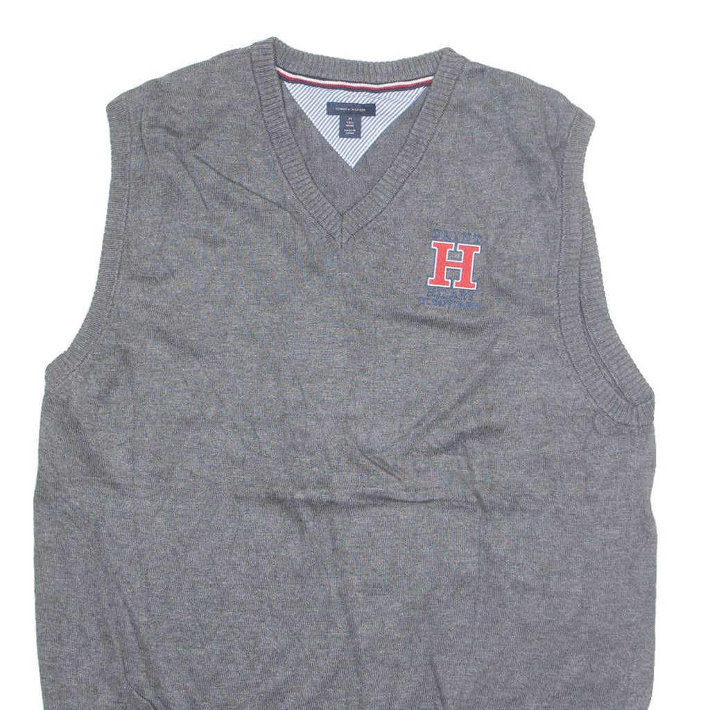TOMMY HILFIGER Tall Mens Vest Grey V-Neck Tight Knit M