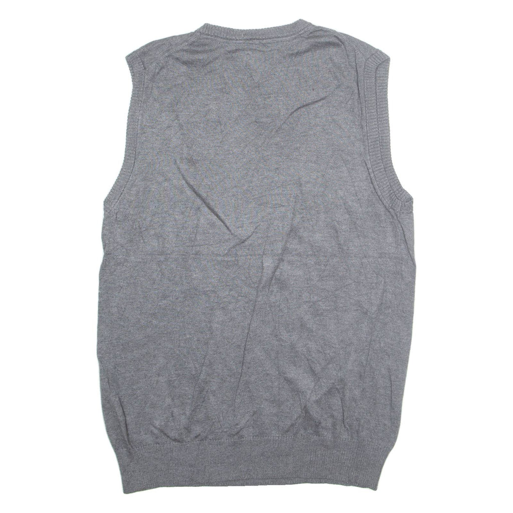 TOMMY HILFIGER Tall Mens Vest Grey V-Neck Tight Knit M