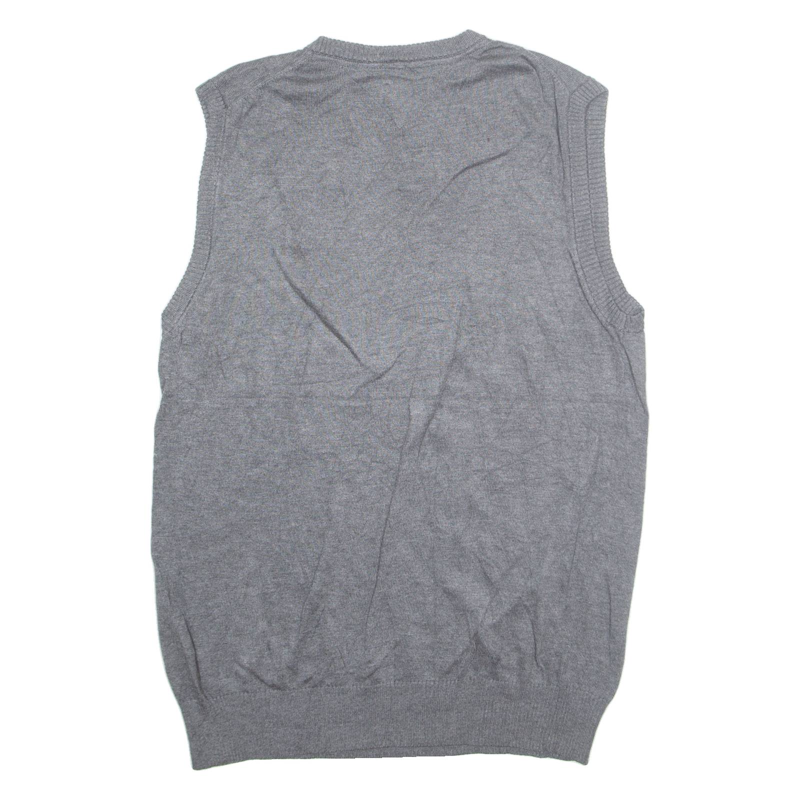 TOMMY HILFIGER Tall Mens Vest Grey V-Neck Tight Knit M