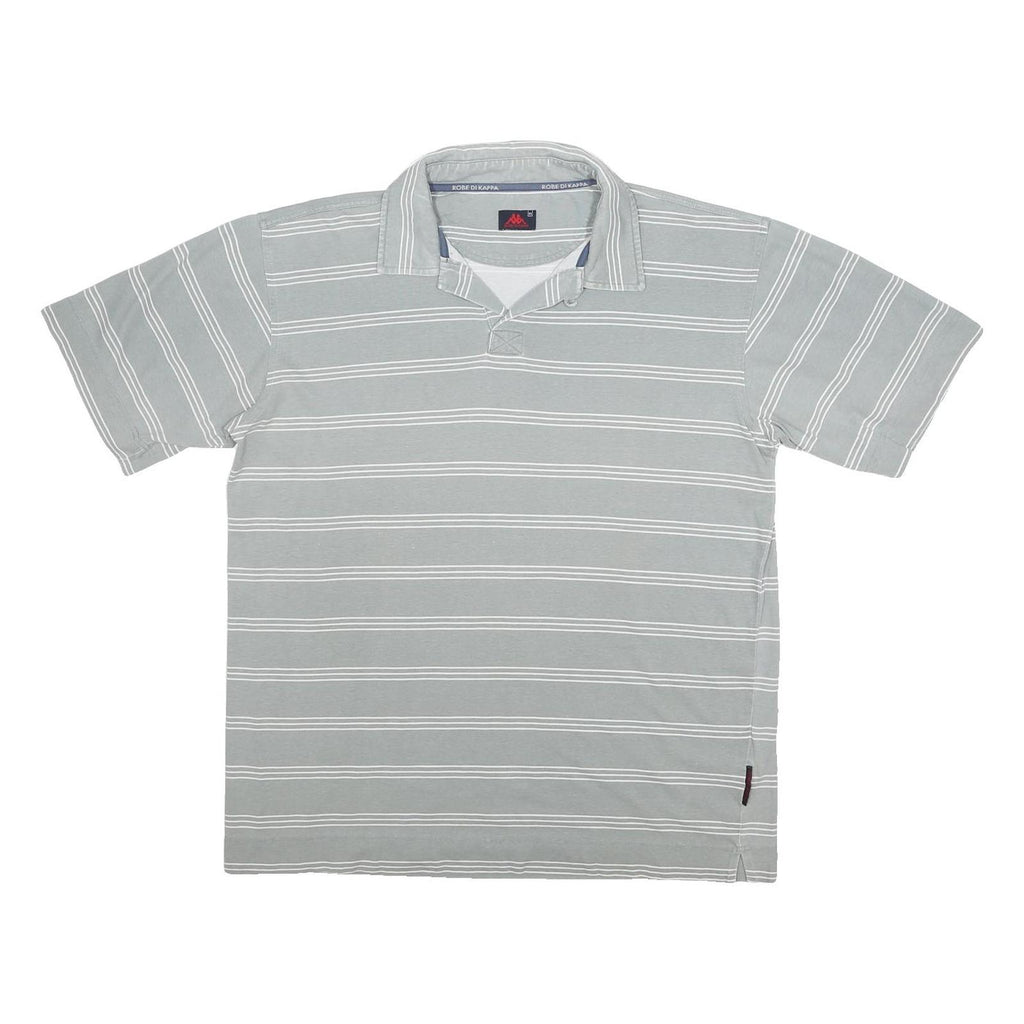 KAPPA Mens Grey & White Striped Short Sleeve Polo Shirt XL Casual Cotton