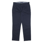 TOMMY HILFIGER Mens Cotton Blend Navy Slim Trousers W32 L30 Stylish Zip Closure