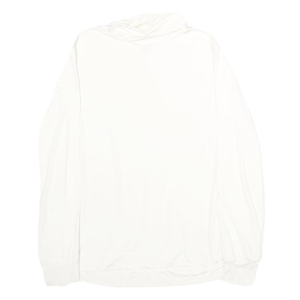 LANDS END Womens White Plain Jumper Roll Neck Basic Knit XL Casual Polyester Top