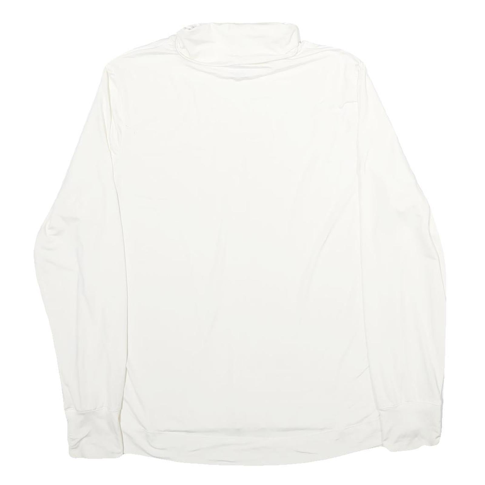 LANDS END Womens White Plain Jumper Roll Neck Basic Knit XL Casual Polyester Top