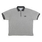 LOTTO Mens Black & White Checked Short Sleeve Polo Shirt L Cotton Blend Zip Neck
