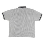 LOTTO Mens Black & White Checked Short Sleeve Polo Shirt L Cotton Blend Zip Neck