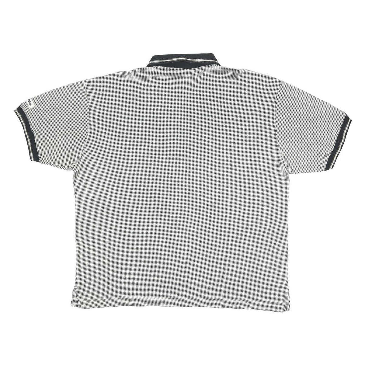 LOTTO Mens Black & White Checked Short Sleeve Polo Shirt L Cotton Blend Zip Neck