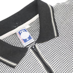 LOTTO Mens Black & White Checked Short Sleeve Polo Shirt L Cotton Blend Zip Neck