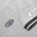 LOTTO Mens Black & White Checked Short Sleeve Polo Shirt L Cotton Blend Zip Neck