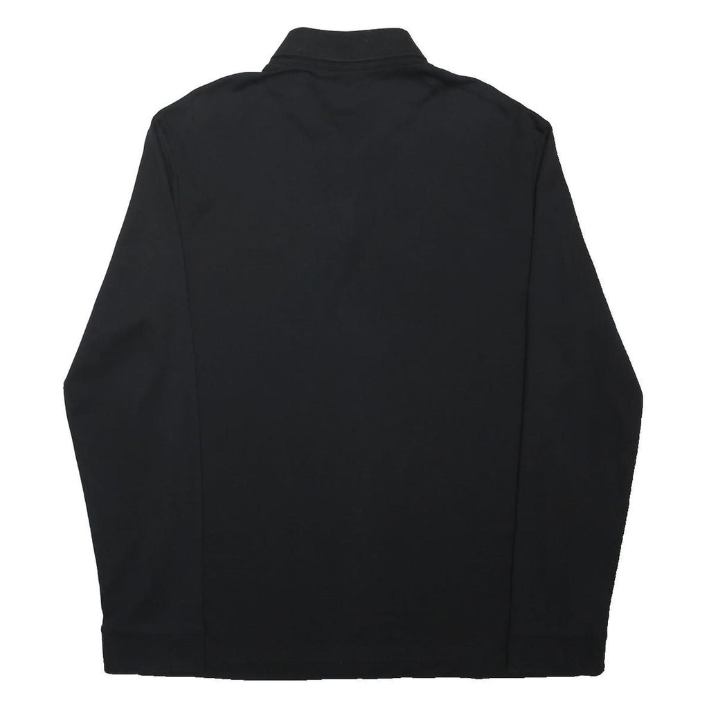 BOSS HUGO BOSS Mens Black Long Sleeve Plain XL Cotton Blend Polo Shirt