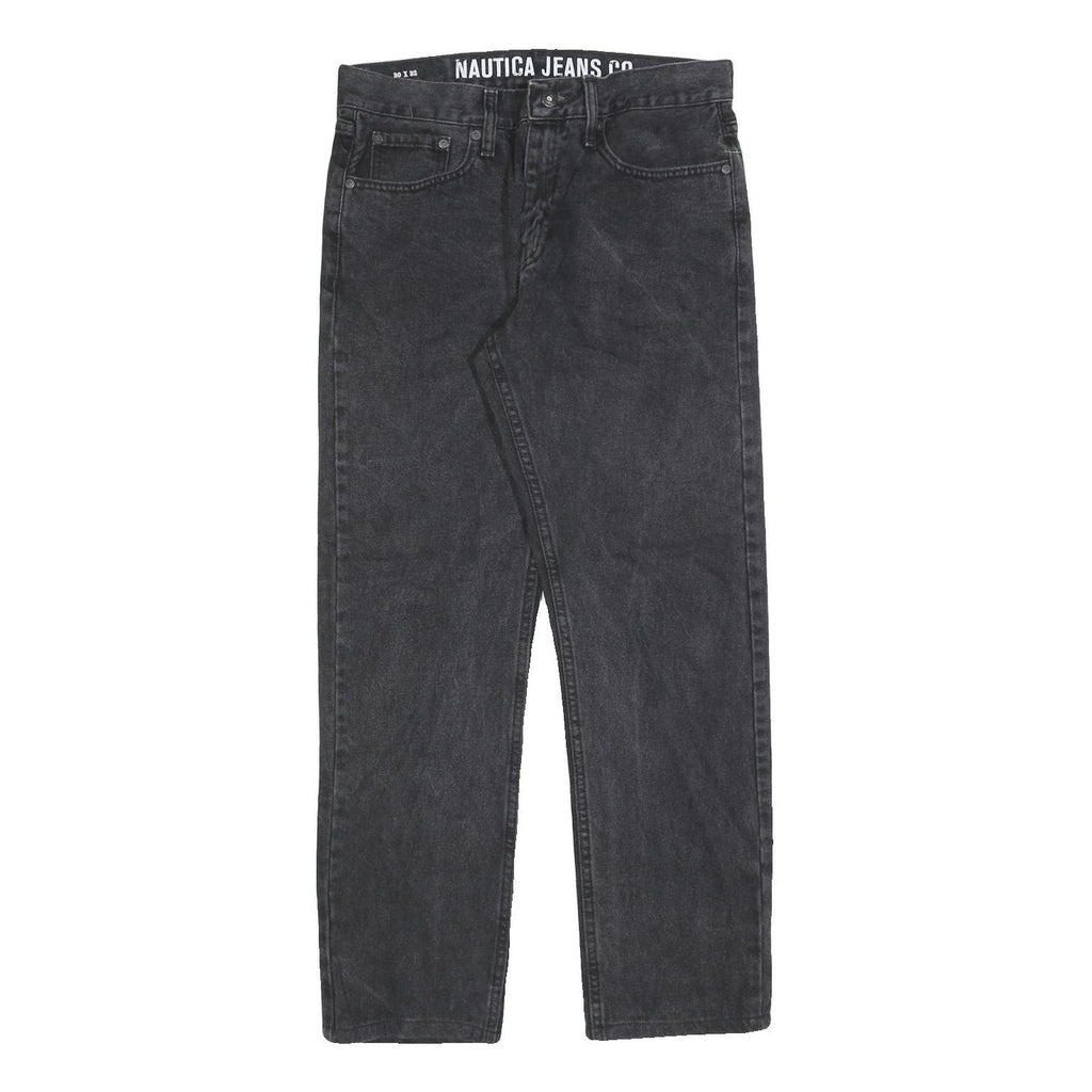 NAUTICA Mens Jeans Black Regular Straight Denim Medium W30 L32 Classic Fit Zip