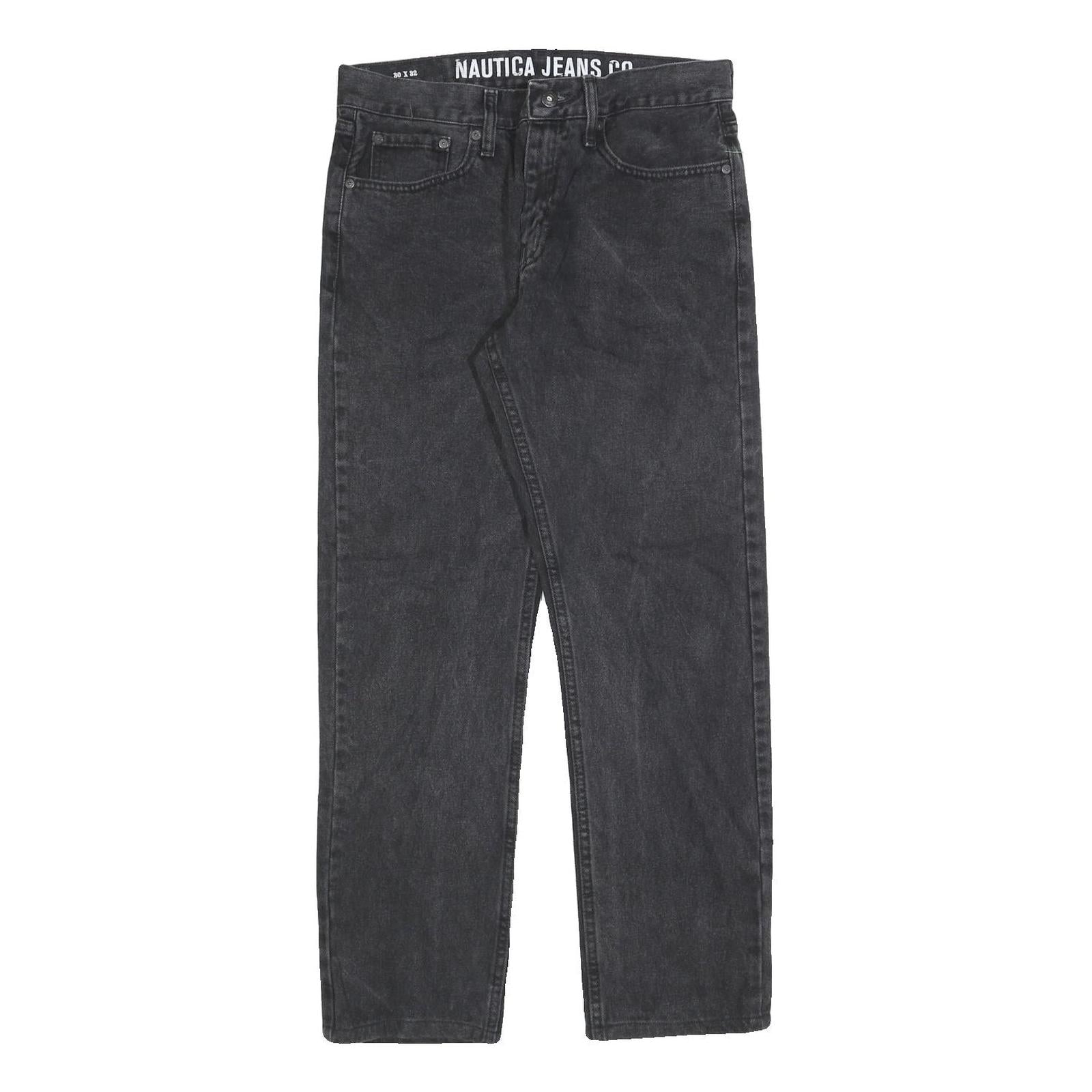 NAUTICA Mens Jeans Black Regular Straight Denim Medium W30 L32 Classic Fit Zip