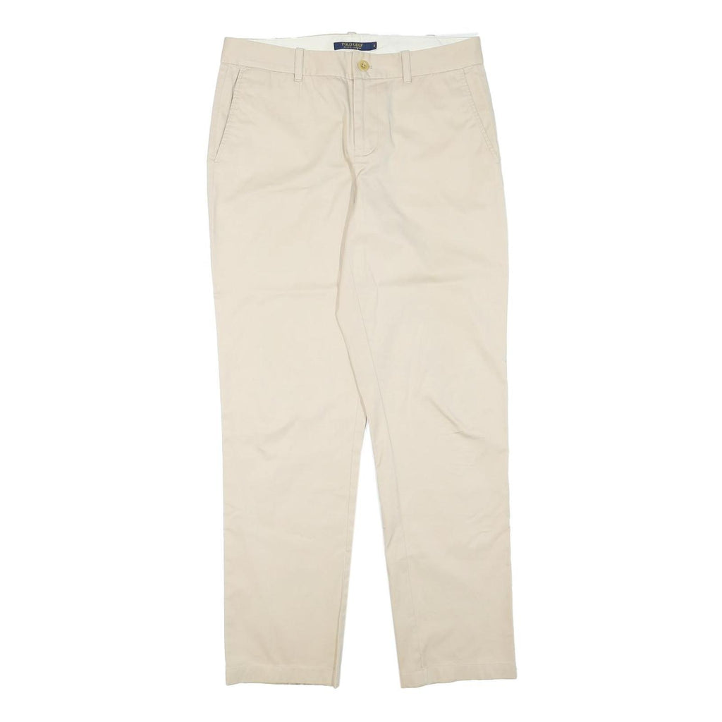 POLO RALPH LAUREN Womens Cotton Blend Beige Regular Straight Trousers W32 L31