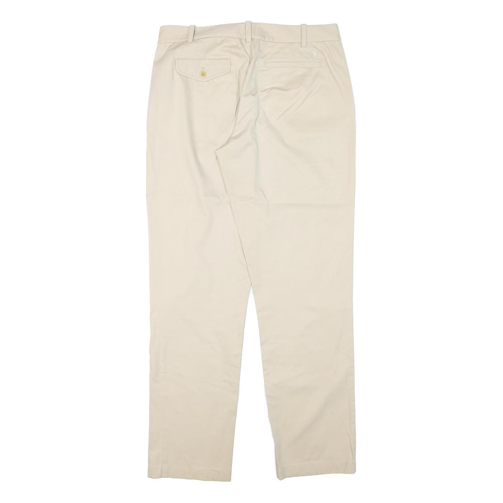 POLO RALPH LAUREN Womens Cotton Blend Beige Regular Straight Trousers W32 L31