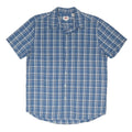 LEVI'S Mens Blue & White Check Shirt L Cotton Blend Casual Short Sleeve Button