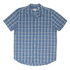LEVI'S Mens Blue & White Check Shirt L Cotton Blend Casual Short Sleeve Button
