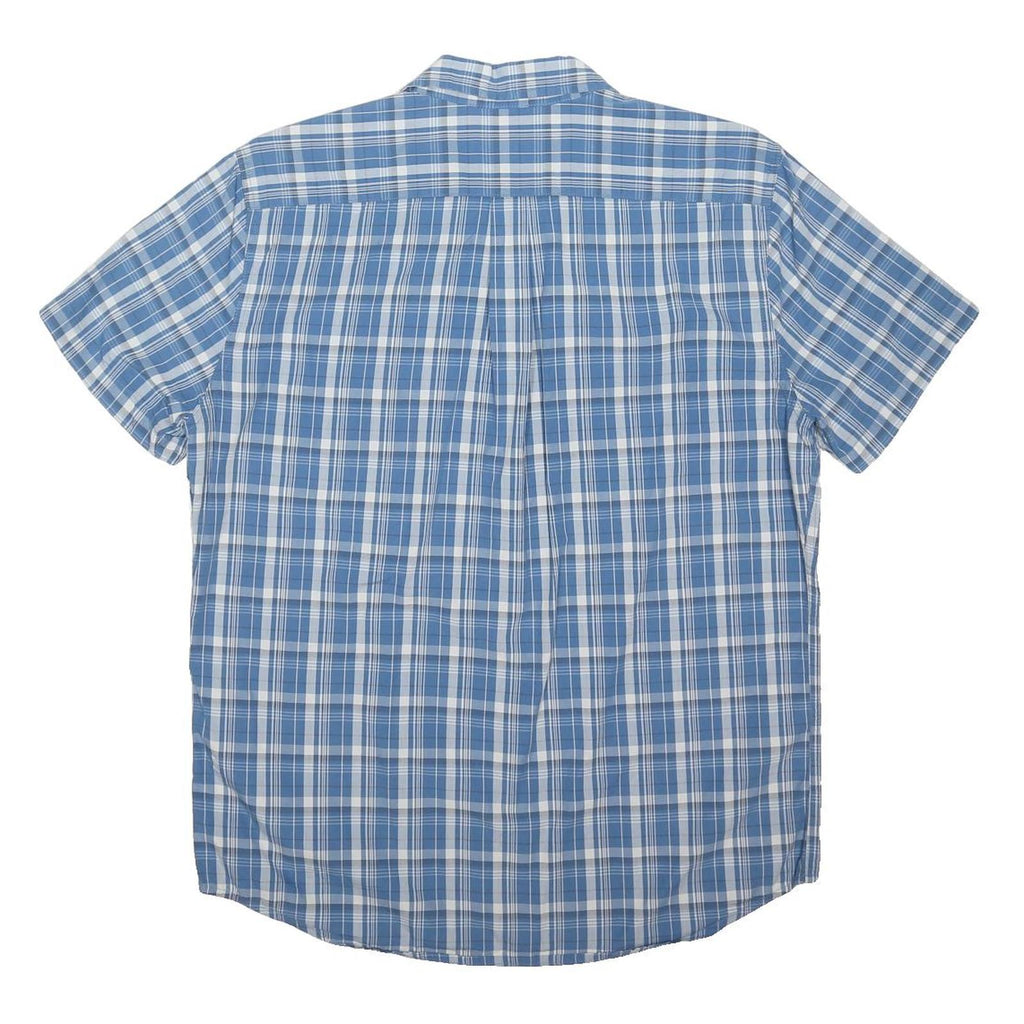 LEVI'S Mens Blue & White Check Shirt L Cotton Blend Casual Short Sleeve Button