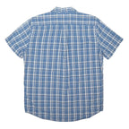 LEVI'S Mens Blue & White Check Shirt L Cotton Blend Casual Short Sleeve Button