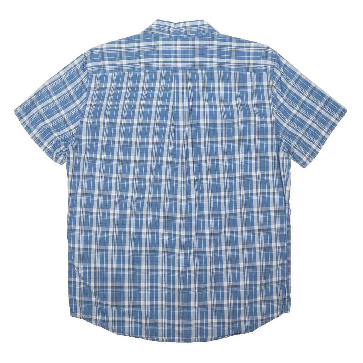 LEVI'S Mens Blue & White Check Shirt L Cotton Blend Casual Short Sleeve Button